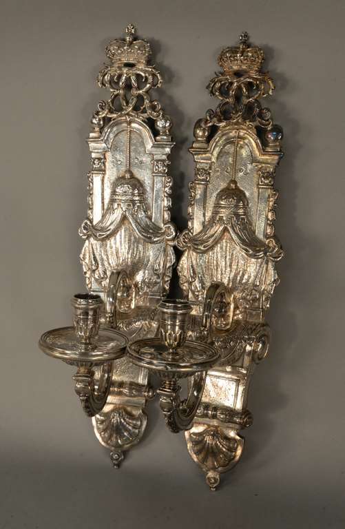 Pair of Queen Anne silver wall sconces by Anthony Nelme